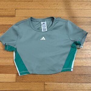 Adidas Teal and Green Short Sleeve Cropped Tee